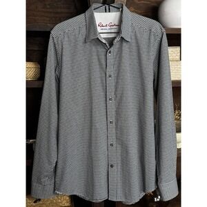 Robert Graham Men's Wade Tailored Fit Black White Gingham Dress Shirt Size Large